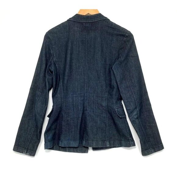 Zara Women Blazer Jacket Denim L Large Dark Blue Lyocell Cotton NWOT - Picture 3 of 10